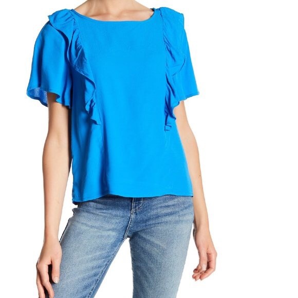 CODEXMODE Blue Ruffle Blouse - Picture 6 of 6